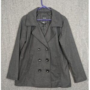 Me Jane Charcoal Gray Womens Double Breasted Pea Coat Pockets‎ Size L